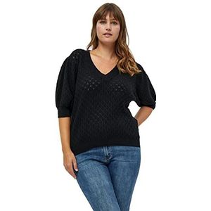 Peppercorn Dames Rosalia Puff-Sleeve T-Shirt Curve, 9000 Zwart, 52 grote maten