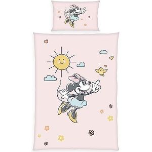 Beddengoed van Disney Minnie Mouse, dekbedovertrek 100 x 135 cm met knoop dekbedovertrek 40 x 60 cm met knoop dekbedovertrek 40 x 60 cm, linon katoen