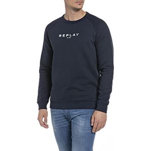Replay Sweatshirt voor heren van katoenmix, Blauw 085, L