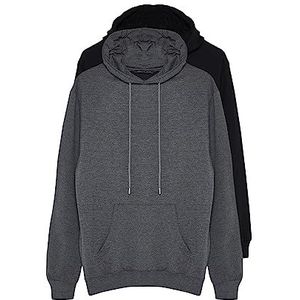 TRENDYOL MAN Polyester Mix Sweatshirt - Zwart - Regular M Zwart, Zwart, M