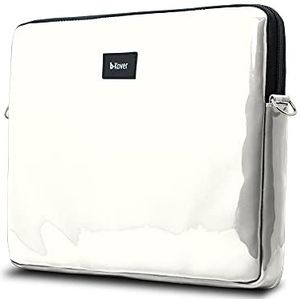 bkover laptophoes van wit lakleer, 11 inch, waterdicht en robuust, handgemaakt
