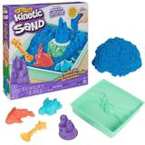 Kinetic Sand - Zandbak-set met 454 g blauw speelzand opbergzandbak 4 vormen en gereedschap - Sensorisch speelgoed