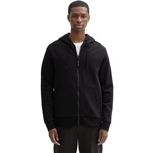 TOM TAILOR Heren hoodie sweatjack met kangoeroezak, 29999 - Black, XS