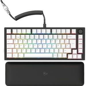 Glorious Gaming GMMK PRO 75% - Modulair mechanisch gamingtoetsenbord, TKL, 1,5 kg frame, aanpasbaar, Fox-switches, spiraalkabel, polssteun, witte PBT-toetsen, RGB, Spaanse QWERTY-indeling - Zwart