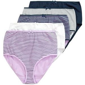 Ulla Popken Dames 5er, Maxi-Brief, Strepen Slips, Schwarz, zwart