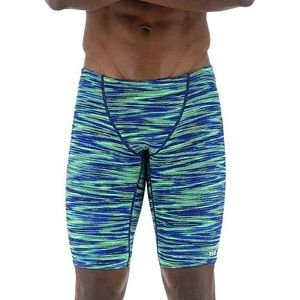 TYR Men's Standard Durafast Elite Athletic Jammer Swimsuit, Blue/Green, 34