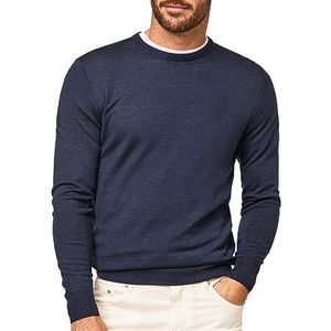 Hackett London Heren GMD Merino Silk Crew Pullover Sweater, Blauw (zwart), S
