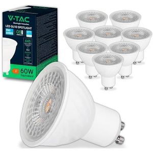 V-TAC 10 x GU10 6 W (komt overeen met 60 W) – CHIP SAMSUNG – 445 lumen – hoge helderheid – led-spot GU10 voor maximale efficiëntie en energiebesparing – licht 6400 K koud wit