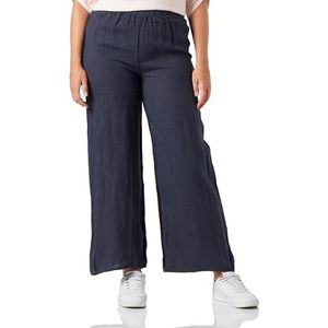 Bonateks, Pure linnen broek met elastische taille, DE-maat: 42, Amerikaanse maat: XL, marine - gemaakt in Italië, blauw, 42