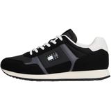 Tommy Hilfiger - Zwarte Heren Sneaker - Polyester - Met Opvallende Details