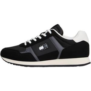 Tommy Hilfiger - Zwarte Heren Sneaker - Polyester - Met Opvallende Details
