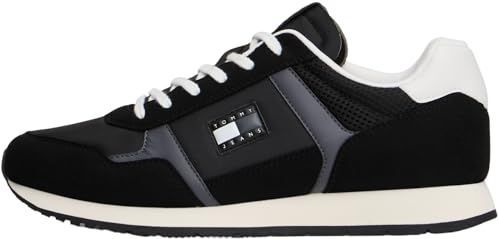 Tommy Hilfiger - Zwarte Heren Sneaker - Polyester - Met Opvallende Details
