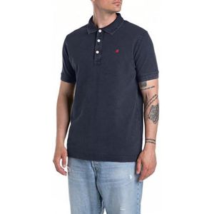 Replay Poloshirt voor heren, regular slim fit, van katoen, 970 Dark Navy, XS