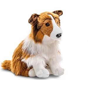 Uni-Toys - Langharige collie, zittend - gezicht wit-bruin - 27 cm (hoogte) - pluche hond, collie, huisdier - pluche dier, knuffeldier