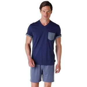 LVB Korte mouwen met zak van canvas en shorts pyjamaset, marineblauw, XS voor heren, Navy Blauw, XS