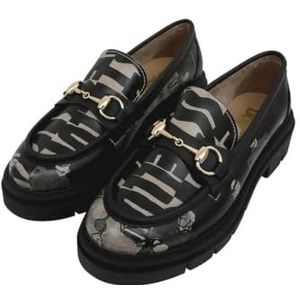 Women Vegan Leather Black Loafers - Supper BlackWhite Design