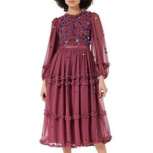 Frock and Frill Speciale gelegenheid voor dames verfraaide jurk, Framboos, 38
