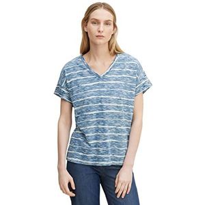 TOM TAILOR Dames T-shirt met all-over print 1031200, 30002 - Blue Tiedye Horizontal Stripe, S