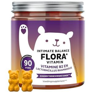 Intimate Balance Flora – Intiem Welzijn – met Vitamine B2 (Riboflavine) en C – 90 stuks (3 maanden voorraad) – Geen toegevoegde suikers, Vegan – Bears with Benefits