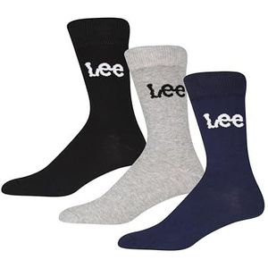 Lee Unisex Smart Crew Sokken in Zwart/Grijs/Navy | Heren en Dames Lage Kalf Designer Jurk Sok Casual Wear Crew | Ultra Zacht Ademend Katoen Rijk | Maat 6-8 Multipack van 3, Zwart/Grijs Marl/Navy,