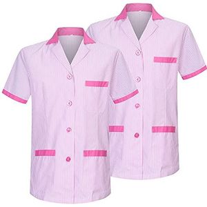 MISEMIYA - Pack*2-Camisa Camisetas Mujer Medica Mangas Cortas Uniforme Laboral Sanitarios Hospital Limpieza Ref.T820 - XL, Roze