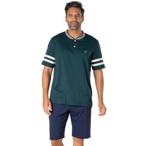 Eminence - Pyjama Court Homme Club - Jersey - Katoen - Groen/Marine - T-shirt met Korte Mouwen en Short met 2 Pockets