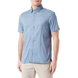 Tommy Hilfiger Heren natuurlijke zachte mini PRT shirt S/S casual shirts, blauw, XS, Blauwe Kolen/Optisch Wit, XS