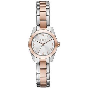 DKNY - Nolita analoog quartz horloge met zilveren en roségouden roestvrijstalen band voor dames NY2923