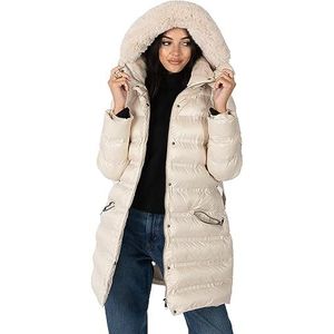 Lovedrobe Dames winterjas dames jas gewatteerde puffa gewatteerde riem zakken met imitatiebont trim puffer bovenkleding, steen, 16, Steen, 42 grote maten