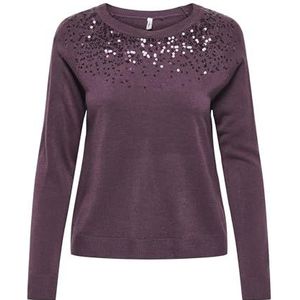 Onlstarry Ls Sequin O-Neck KNT, mauve wijn, XL