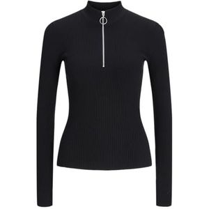 JACK & JONES Dames Jxzoma Tight Half Zip Knit Gebreide Top, zwart, S