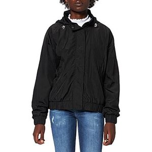 Urban Classics Damesjas Oversized Windbreaker Shiny Crinkle Nylon Jacket, Ladies Windrunner met brede mouwen voor vrouwen, in 2 kleuren, maten XS - 5XL, zwart, 5XL