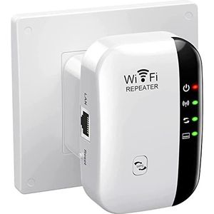 Wifi-repeater versterker, 2,4 GHz wifi-extender met repeater/AP-modus, booster, long range versterker met ethernetpoort voor alle WLAN-apparaten, 1-key-instelling, access point