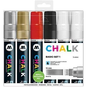 Molotow krijtmarker Chalk Basic Set 1-15 mm, 6 stuks op kleur gesorteerd