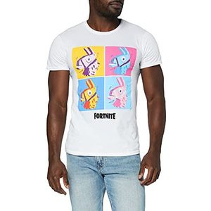 Fortnite Lama-Pop-Art Herren-T-Shirt Wei� XL | S-XXL, Der Spieler Xbox PS4 PS5 Schalter Klassische Rundhalsausschnitt Graphic Tee, Geburtstagsgeschenkidee für Männer, für Haus oder Gym