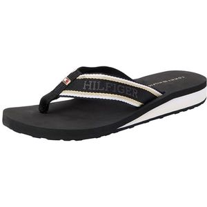 Tommy Hilfiger Dames IM Hilfiger Beach Sandaal Flip-Flop, Zwart, 36 UK, Zwart, 39 EU