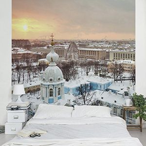 Apalis Vliesbehang winter in St. Petersburg fotobehang vierkant | vliesbehang wandbehang wandschilderij foto 3D fotobehang voor slaapkamer woonkamer keuken | Maat: 240x240 cm, meerkleurig, 95509