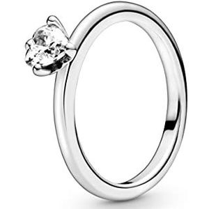 Pandora Clear Heart Solitaire ring met heldere steen en hartje, 54