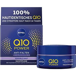 Nivea Q10 Power Anti-Rimpel + Verminderde Gevoeligheid Nachtverzorging Voor Jonger Uitziende Huid, Hydraterende Nachtcrème, Verpakking Van 2 (2 x 50 ml)
