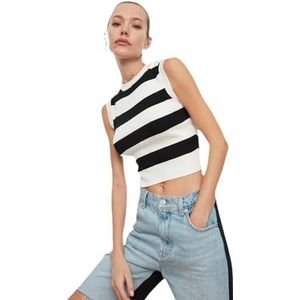 Trendyol Dames Slim Bodycone Crew Neck Gebreide Blouse, Ecru, S