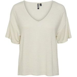 PIECES Pcbillo Oversized Tee Lurex Stripes Noos T-shirt voor dames, Helder wit/detail: goud Lurex, XL