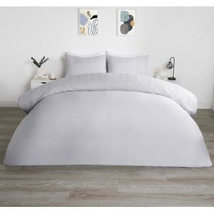 OHS Dekbedovertrekken King Size Geometrische Pinsonic, Beddengoed Sets King Size Luxe Paneel Ultra Zachte Decoratieve Gewatteerde King Bet Set Dekbedovertrek King met Kussenslopen, Zilver