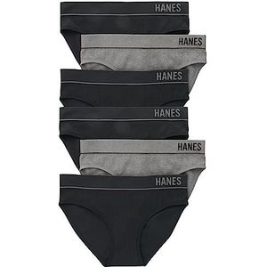Hanes Dames Originals Naadloze Stretch Rib Bikini Slipje Pack, diverse kleuren, 6-Pack, S