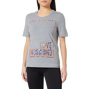 Love Moschino Dames Regular Fit Short Sleeved with Check Logo Box Shiny Print T-shirt, Medium Melange Grijs, 44
