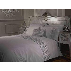 Belle Amie Luxe Zilver Grijs Eenpersoons Dekbed Diamante Detail Bed Quilt Cover Set, Polyester-Katoen,