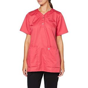 BP 1740-435-188-S Overtrek-tuniek voor vrouwen, 1/2 mouw, V-hals met smalle drukknoopband, 180,00 g/m² stofmix, koraal, S