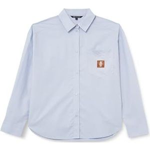 Armani Exchange Lyocell katoenen poplin longsleeve-button down met Ax logo patch shirt, Dry Gin, XS