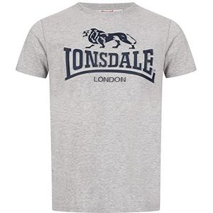 Lonsdale Kingswood T-shirt voor heren, Marl Grey/Dark Navy, 3XL