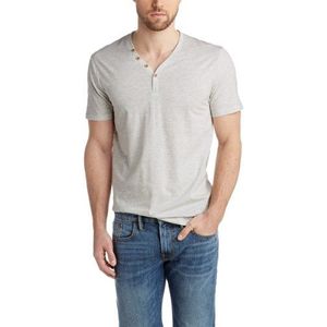 ESPRIT Heren T-shirt V-hals met knopen - Slim Fit, Wit (White Melange 101), XL