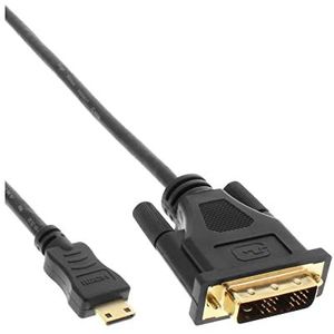 InLine 17474P Mini HDMI-stekker C-naar-DVI 18 Plus 1 kabel (vergulde contacten, 0, 5 m) zwart